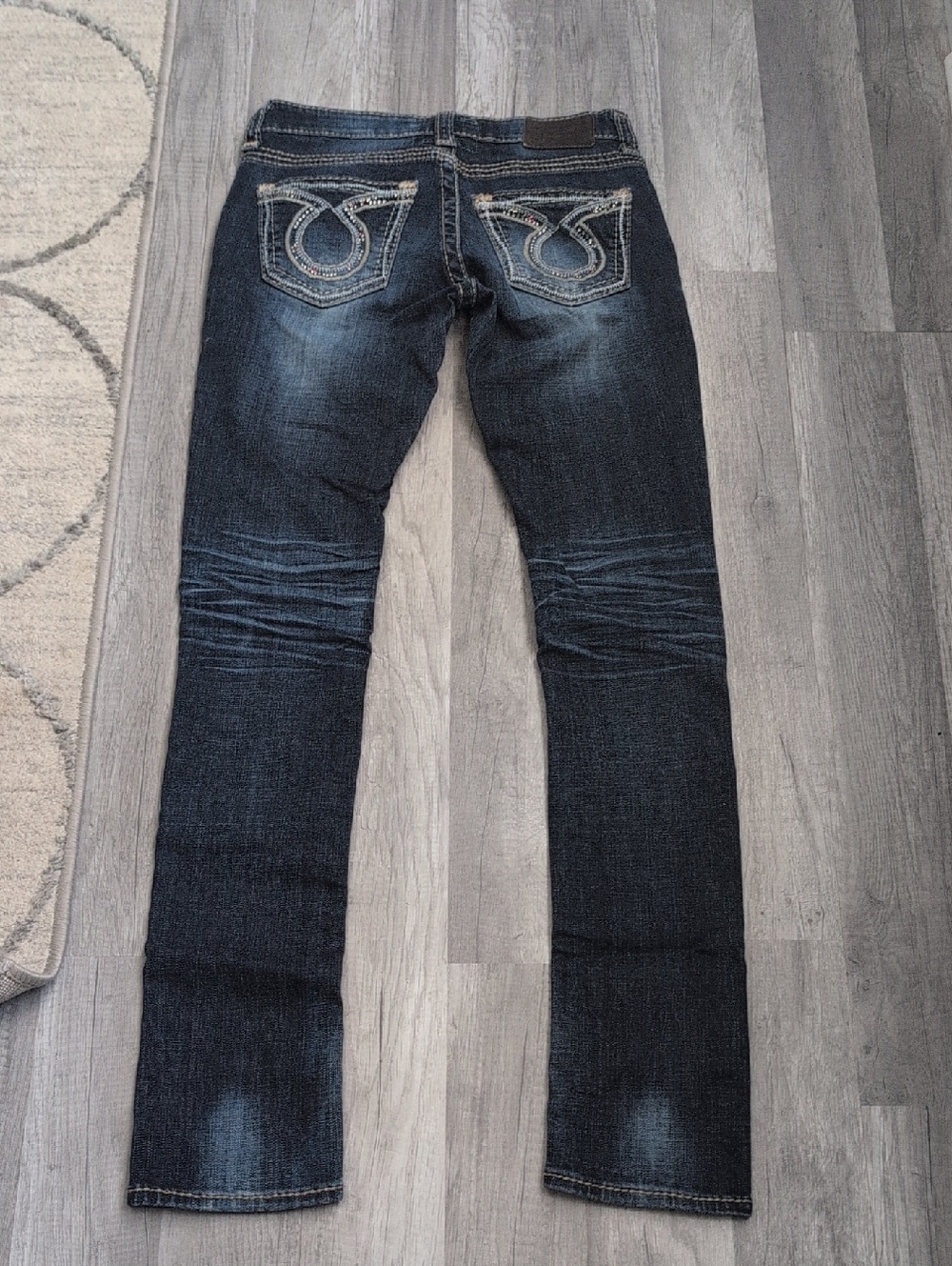 Big Star Liv Mid-Rise Dark Blue Skinny Jeans with Faded Whiskering 25L - Picture 5 of 11